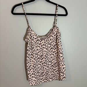 Abercrombie and Fitch Cheetah Silk Tank Top with ruffle detail
